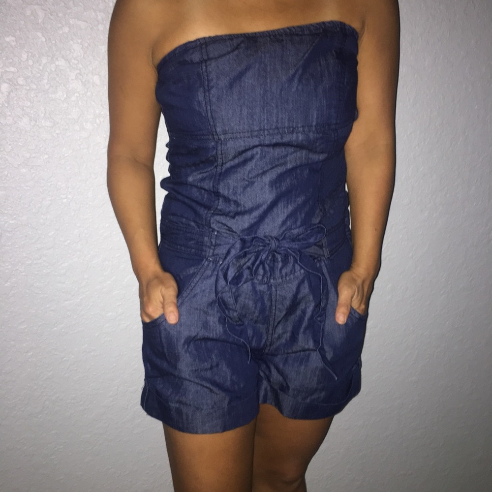 DENIM STRAPLESS ROMPER